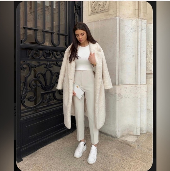 Zara * high waisted cream pants bloggers favorite - Picture 12 of 16